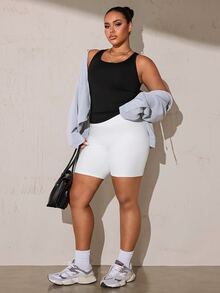 Rhythm Era Women's Plus Size Solid Color Casual Daily Travel Sports T-Shirt - Black - View 5