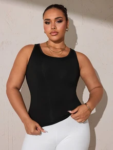 Rhythm Era Women's Plus Size Solid Color Casual Daily Travel Sports T-Shirt - Black - View 2