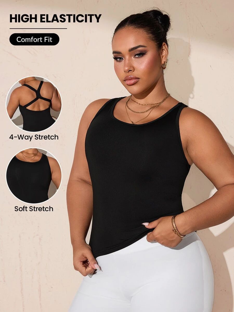Rhythm Era Women's Plus Size Solid Color Casual Daily Travel Sports T-Shirt - Black - View 1