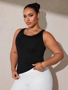 Rhythm Era Women's Plus Size Solid Color Casual Daily Travel Sports T-Shirt - Black - View 4