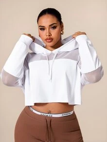 Rhythm Era سويت شيرت نسائي مقاس كبير برباط وغطاء رأس كاجوال للسفر اليومي والرياضة بأكمام طويلة للخريف - أبيض - مشاهدة 7
