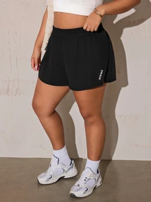 Rhythm Era Plus Size Women's High Waist Slimming Anti-Chafe Sports Shorts With Pockets - Black - View 5