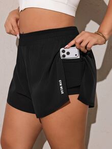 Rhythm Era Plus Size Women's High Waist Slimming Anti-Chafe Sports Shorts With Pockets - Black - View 6