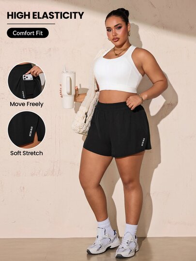 Rhythm Era Shorts deportivos de cintura alta y efecto adelgazante anti-rozaduras con bolsillos para mujer talla grande