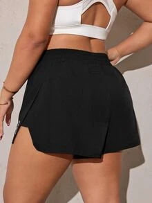 Rhythm Era Plus Size Women's High Waist Slimming Anti-Chafe Sports Shorts With Pockets - Black - View 2
