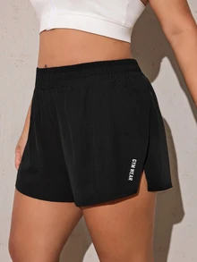 Rhythm Era Plus Size Women's High Waist Slimming Anti-Chafe Sports Shorts With Pockets - Black - View 3