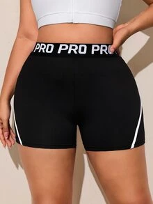 Rhythm Era Women's Plus Size Letter Waistband Daily Fitness Sports Shorts Gym Black Summer - Multicolor - View 5