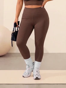 Rhythm Era 2 PCS Celana Legging Olahraga Wanita Ukuran Besar untuk Pilates dan Gym Warna Cokelat Musim Panas - MultiWarna - View 2