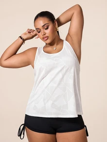 SHEIN Unity Women's Plus Size Geometric Print Casual Fitness Sports Tank Top - White - View 5