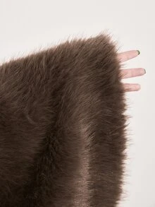 ATUI Studio Women's Solid Color High Neck Cape Design Faux Fur Coat - Mocha Brown - View 9