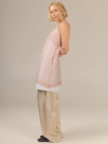 KÆRIA Hus Sheer Layered Mini Dress Set - Organza, 100% Cotton Lined - Pink White - Premium Fabric, Occasion - Multicolor - View 4