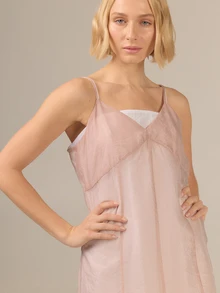 KÆRIA Hus Sheer Layered Mini Dress Set - Organza, 100% Cotton Lined - Pink White - Premium Fabric, Occasion - Multicolor - View 3
