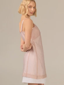 KÆRIA Hus Sheer Layered Mini Dress Set - Organza, 100% Cotton Lined - Pink White - Premium Fabric, Occasion - Multicolor - View 6