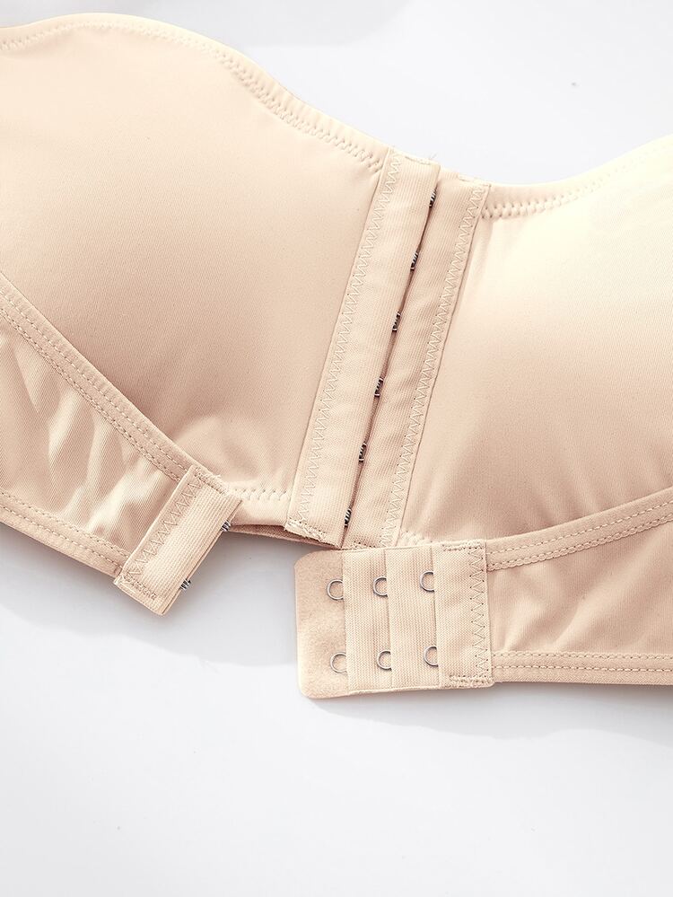 SHEIN Upgraded Double Front-Clasp Push-Up Bra, Women's Lingerie, Easy To Match - Beige - View 7