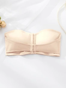 SHEIN 升級版雙前扣聚攏胸罩，女款內衣，易於搭配 - 米色 - 查看 6