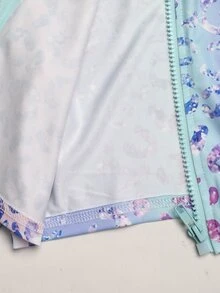 SHEIN Set 3 Potong Baju Camisole Lengan Panjang Leher Tinggi Motif Leopard Warna-warni untuk Remaja Perempuan - Biru - View 8