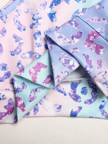 SHEIN Set 3 Potong Baju Camisole Lengan Panjang Leher Tinggi Motif Leopard Warna-warni untuk Remaja Perempuan - Biru - View 11