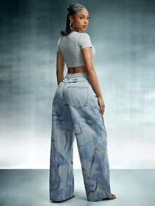 Denimoi Unique Wash Straight Leg Jeans Fashion Jeans Fashionable Streetwear Button Detail Jeans Denim - Medium Wash - View 10
