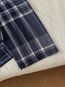 Teen Boys Pajama Bottoms, 2-Piece Set, Simple Fashion Classic Plaid Print Comfortable Long Pants Sleepwear - Multicolor - View 7