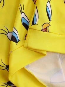 LOONEY TUNES X SHEIN Men's Cartoon Pattern Print Long Sleeve Hoodie - Yellow - View 7