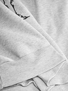 ROMWE MEN 男士刺繡連帽衛衣與運動長褲套裝 - 灰色 - 查看 8