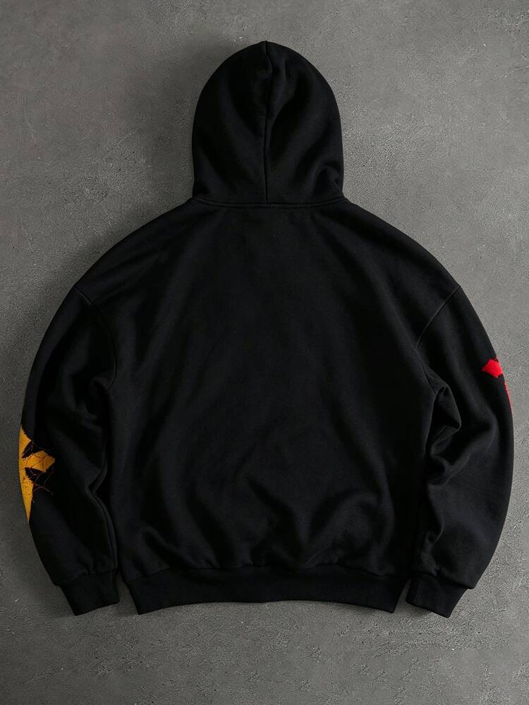 ROMWE MEN Street Life 2026 Autumn/Winter New Men's Sweatshirt, Fashion Casual Unisex Couple Style Women's Sweatshirt Zip-Up Hoodie, Streetwear Vacation Style Jacket - Black - View 2