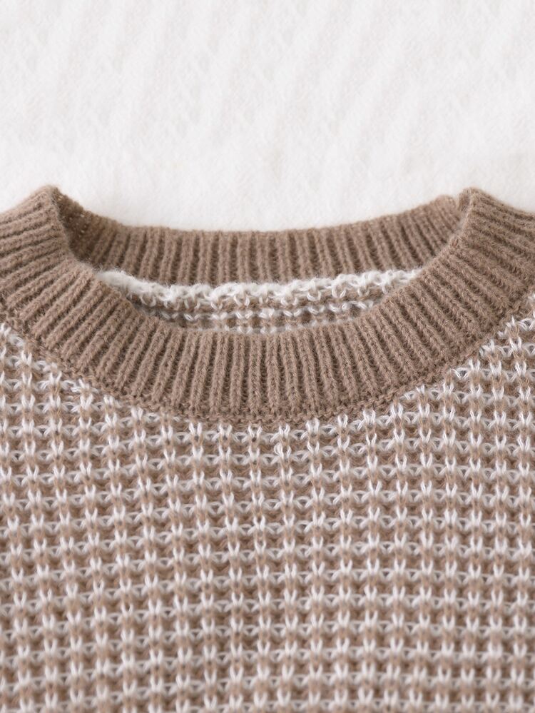 Fall Winter Teen Girl Khaki Adorable Round Neck Long Sleeve Pullover Sweater , Back To School, Warm Cozy, Festival Christmas - Khaki - View 4