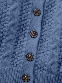 SHEIN Explorewe Cardigan Bayi Laki-Laki, Sederhana, Kasual, Elegan, dan Berkelas dengan Motif Vintage, Cardigan Rajut Wol Lengan Panjang Leher Bulat Warna Biru, Lembut - Biru - View 6