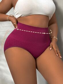 Snug Zone 3 buah Celana Dalam Pembentuk Tubuh Wanita Ukuran Plus Pengontrol Perut Rata Pelangsing Tanpa Jahitan Pengangkat Bokong Warna Polos Bergaris Geometris Elastis Tinggi - MultiWarna - View 6