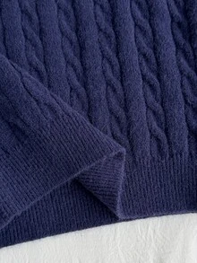Sweater Rajut Lengan Panjang Model Pas Badan dengan Kerah Polo Warna Biru Tua Model Baru untuk Remaja Perempuan Musim Gugur/Musim Dingin - Royal Blue - View 7