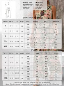 EMERY ROSE Women's Tropical Plant Print Round Neck Vest And Wide Leg Pants Loose Casual Two-Piece Set For Vacation - Pink - View 5