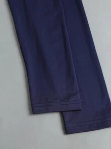 Elamini 2 In 1 Tie Front Lace Trim Tee - Navy Blue - View 6