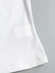 Elamini 2 In 1 Tie Front Lace Trim Tee - Navy Blue - View 3