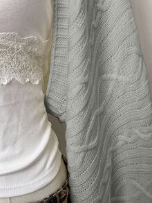 Bitrose Jeanoir Plain Long Sleeve Minimalist Cropped Cardigan, Casual Everyday Wear,Long Sleeve Tops - Light Grey - View 4