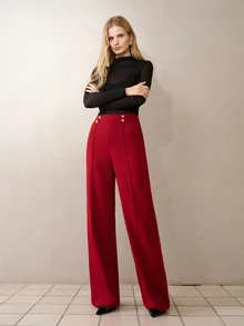MOTF PREMIUM DEKORASI KANCING LOGAM ASIMETRIS UNTUK CELANA JAS - Burgundy - View 6
