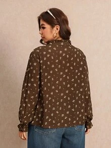 Elaquor Plus Size Women's All-Over Print Casual Versatile Daily Wear Shirt Casual Floral Blouse For Women Fall/Winter Casual Daily Going Out Blouse For Women - Multicolor - View 3