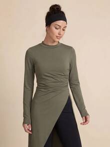 SHEIN Sports Setelan 3 Potong Kasual Wanita untuk Liburan, Pantai, Pesta, dan Olahraga, Gaya Baru - Dark Green - View 6