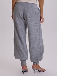 MUSERA Plus Size Grey Knitted Cuffed Hem Joggers Winter Fall Womens Outfit Casual - Grey - View 4