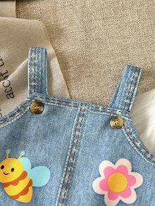 Cozy Pixies Newborn Baby Casual Daily Comfortable Printed Pattern Spaghetti Strap Knit Dress - Blue - View 4