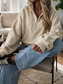 Flora Isola Flora Isola Sweatshirt lengan raglan dengan resleting setengah - Aprikot - View 2