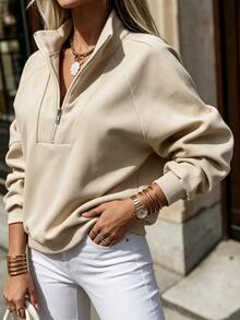 Flora Isola Flora Isola Sweatshirt lengan raglan dengan resleting setengah - Aprikot - View 7