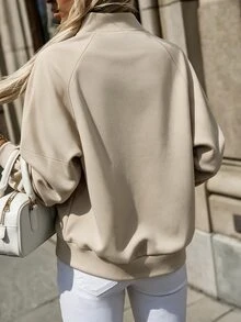 Flora Isola Flora Isola Sweatshirt lengan raglan dengan resleting setengah - Aprikot - View 8