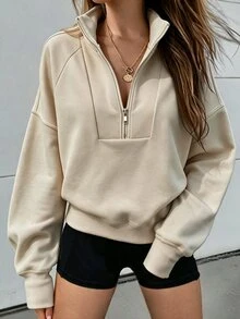 Flora Isola Flora Isola Sweatshirt lengan raglan dengan resleting setengah - Aprikot - View 4