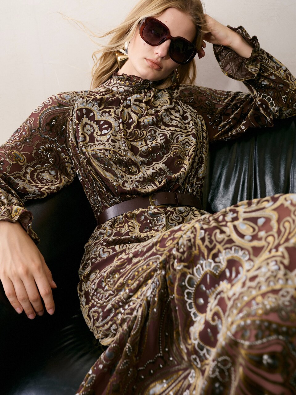 MOTF VELVET BURNOUT PAISLEY MID-LENGTH DRESS FOR AUTUMN/WINTER