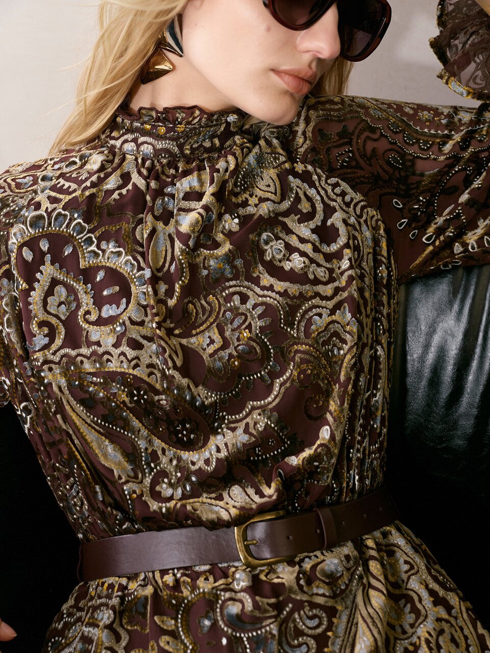 MOTF VELVET BURNOUT PAISLEY MID-LENGTH DRESS FOR AUTUMN/WINTER