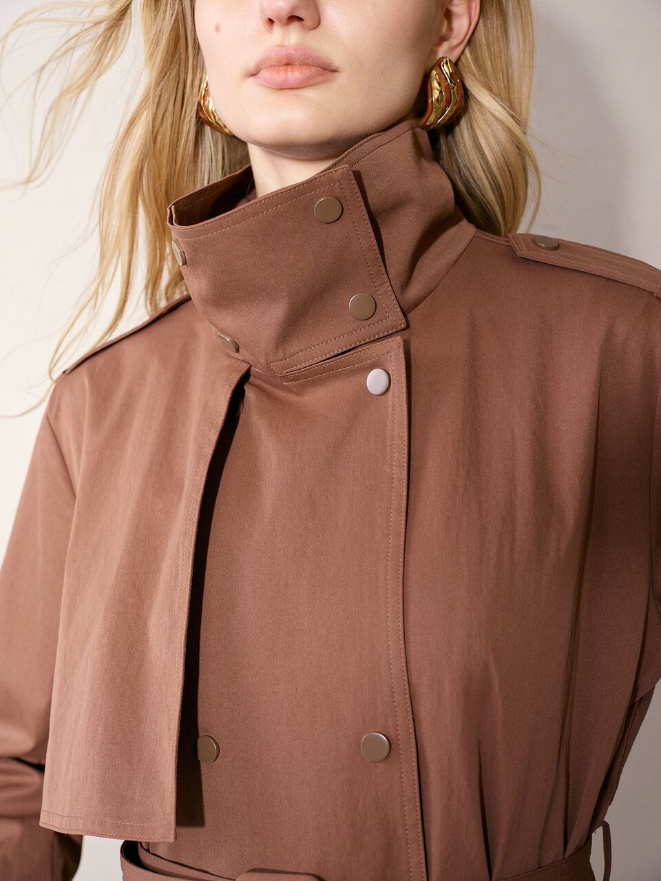 MOTF Abrigo largo elegante de media longitud para mujer, color marrón café, con cintura fruncida, holgado y estilizado, hasta la rodilla, estilo commuter