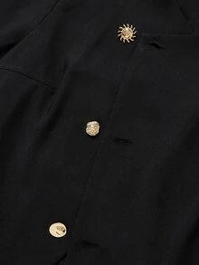 Firerie Plus Size Jacket And Pants Suit Set Teachers' Day Office Business Evening Formal Casual Black Fall Elegant - Black - View 8
