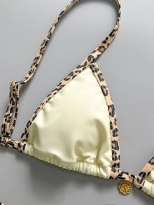 Swim Vcay 2pcs/Set Women Halter Neck & Metal Decor Random Print Sexy Bikini Set, Summer - Multicolor - View 4