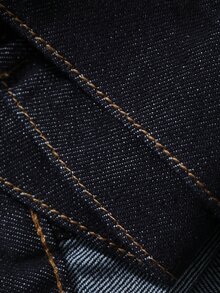 DAZY Jaket Denim Polos Pria, Musim Gugur - Navy Blue - View 7