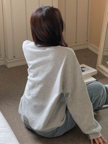 DAZY Women's Cute Cartoon Print Long Sleeve Sweatshirt Fall - Grey - View 6
